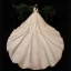 Luxe Champagne Robe De Mariée 2020 Robe Boule De l'épaule Manches Courtes Dos Nu Perlage Glitter Paillettes Tulle Royal Train Volants