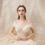 Luxe Champagne Robe De Mariée 2020 Robe Boule De l'épaule Manches Courtes Dos Nu Perlage Glitter Paillettes Tulle Royal Train Volants