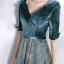 Chic / Belle Bleu D'encre Robe De Soirée 2020 Princesse V-Cou 1/2 Manches Glitter Paillettes Tulle Ceinture Longue Volants Dos Nu Robe De Ceremonie