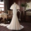 High-end Champagne Lace Wedding Dresses 2020 Trumpet / Mermaid Off-The-Shoulder Puffy 1/2 Sleeves Backless Court Train