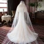 High-end Champagne Lace Wedding Dresses 2020 Trumpet / Mermaid Off-The-Shoulder Puffy 1/2 Sleeves Backless Court Train