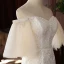 High-end Champagne Lace Wedding Dresses 2020 Trumpet / Mermaid Off-The-Shoulder Puffy 1/2 Sleeves Backless Court Train