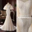 High-end Champagne Lace Wedding Dresses 2020 Trumpet / Mermaid Off-The-Shoulder Puffy 1/2 Sleeves Backless Court Train