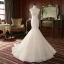 High-end Champagne Outdoor / Garden Wedding Dresses 2020 Trumpet / Mermaid Spaghetti Straps Sleeveless Backless Appliques Lace Sweep Train Ruffle