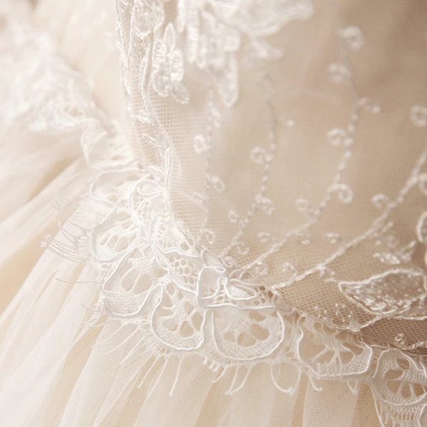 High-end Champagne Outdoor / Garden Wedding Dresses 2020 Trumpet / Mermaid Spaghetti Straps Sleeveless Backless Appliques Lace Sweep Train Ruffle