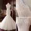 High-end Champagne Outdoor / Garden Wedding Dresses 2020 Trumpet / Mermaid Spaghetti Straps Sleeveless Backless Appliques Lace Sweep Train Ruffle