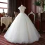 High-end Champagne Outdoor / Garden Wedding Dresses 2020 Ball Gown Scoop Neck Short Sleeve Backless Handmade  Beading Floor-Length / Long Ruffle