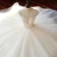 High-end Champagne Outdoor / Garden Wedding Dresses 2020 Ball Gown Scoop Neck Short Sleeve Backless Handmade  Beading Floor-Length / Long Ruffle