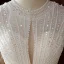 High-end Champagne Outdoor / Garden Wedding Dresses 2020 Ball Gown Scoop Neck Short Sleeve Backless Handmade  Beading Floor-Length / Long Ruffle