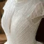 High-end Champagne Outdoor / Garden Wedding Dresses 2020 Ball Gown Scoop Neck Short Sleeve Backless Handmade  Beading Floor-Length / Long Ruffle