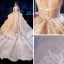 Luxury / Gorgeous Champagne Wedding Dresses 2020 Ball Gown Spaghetti Straps Sleeveless Backless Beading Appliques Lace Glitter Tulle Cathedral Train Ruffle
