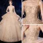 Luxury / Gorgeous Champagne Wedding Dresses 2020 Ball Gown Spaghetti Straps Sleeveless Backless Beading Appliques Lace Glitter Tulle Cathedral Train Ruffle