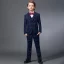 Modest / Simple Red Tie Navy Blue Checked Boys Wedding Suits 2020
