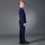 Modest / Simple Red Tie Navy Blue Checked Boys Wedding Suits 2020