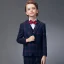 Modest / Simple Red Tie Navy Blue Checked Boys Wedding Suits 2020