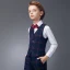 Modest / Simple Red Tie Navy Blue Checked Boys Wedding Suits 2020
