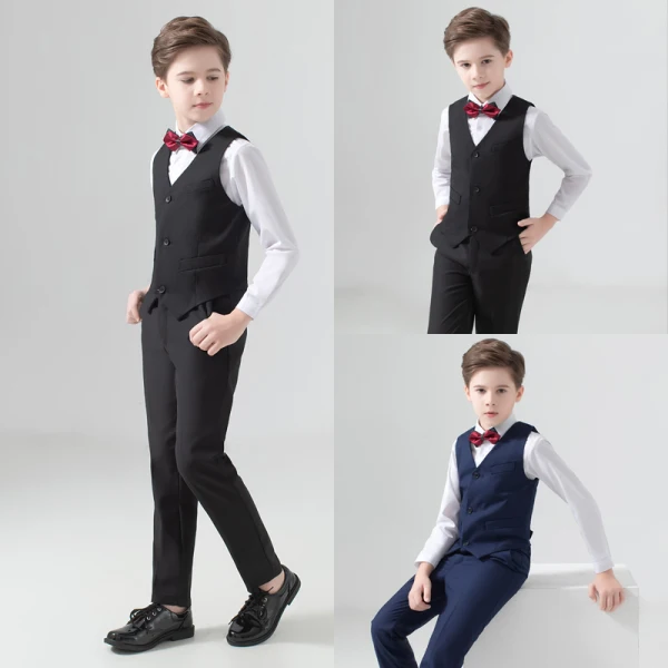 Simple Bordeaux Cravate Noire Costumes De Mariage pour garçons 2020