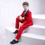 Modest / Simple Black Tie Red Boys Wedding Suits 2020