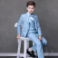 Mode Bleu Ciel Rayé Costumes De Mariage pour garçons 2020