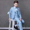 Fashion Sky Blue Striped Boys Wedding Suits 2020