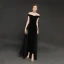 Modern / Fashion Winter Black Suede Jumpsuit 2019 A-Line / Princess Off-The-Shoulder Short Sleeve Floor-Length / Long Backless Evening Dresses