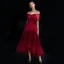 High Low Burgundy Homecoming Graduation Dresses 2019 A-Line / Princess Off-The-Shoulder Short Sleeve Spotted Tulle Asymmetrical Ruffle Backless Formal Dresses
