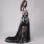 Affordable Black See-through Summer Prom Dresses 2018 A-Line / Princess Appliques Lace Scoop Neck Long Sleeve Court Train Ruffle Formal Dresses