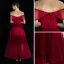High Low Burgundy Homecoming Graduation Dresses 2019 A-Line / Princess Off-The-Shoulder Short Sleeve Spotted Tulle Asymmetrical Ruffle Backless Formal Dresses