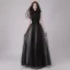 Chinese style Black Prom Dresses 2018 A-Line / Princess High Neck Sleeveless Appliques Lace Beading Sequins Floor-Length / Long Ruffle Formal Dresses