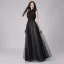 Chinese style Black Prom Dresses 2018 A-Line / Princess High Neck Sleeveless Appliques Lace Beading Sequins Floor-Length / Long Ruffle Formal Dresses