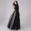 Chinese style Black Prom Dresses 2018 A-Line / Princess High Neck Sleeveless Appliques Lace Beading Sequins Floor-Length / Long Ruffle Formal Dresses