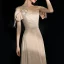 Bling Bling Champagne Robe De Soirée 2019 Princesse Encolure Dégagée Noeud Manches Courtes Perlage Gland Faux Diamant Ceinture Longue Volants Dos Nu Glitter Robe De Ceremonie
