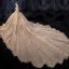 Scintillantes Champagne Transparentes Robe De Mariée 2020 Robe Boule Encolure Carrée Manches Longues Dos Nu Glitter Tulle Paillettes Perlage Royal Train Volants