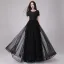Affordable Black Prom Dresses 2018 A-Line / Princess Scoop Neck Short Sleeve Appliques Lace Beading Floor-Length / Long Ruffle Backless Formal Dresses