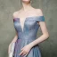 Sternenklarer Himmel Multifarben Abendkleider 2019 A Linie Off Shoulder Ärmellos Glanz Polyester Lange Rüschen Rückenfreies Festliche Kleider