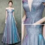 Sternenklarer Himmel Multifarben Abendkleider 2019 A Linie Off Shoulder Ärmellos Glanz Polyester Lange Rüschen Rückenfreies Festliche Kleider