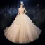 Best Champagne Outdoor / Garden Wedding Dresses 2020 Ball Gown Spaghetti Straps Sleeveless Backless Glitter Tulle Beading Sweep Train Ruffle
