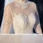 Vintage / Originale Ivoire Transparentes Robe De Mariée 2020 Robe Boule Col Haut Manches Longues Dos Nu Glitter Tulle Appliques En Dentelle Perlage Chapel Train Volants