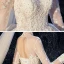 Vintage / Originale Ivoire Transparentes Robe De Mariée 2020 Robe Boule Col Haut Manches Longues Dos Nu Glitter Tulle Appliques En Dentelle Perlage Chapel Train Volants