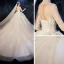Vintage / Originale Ivoire Transparentes Robe De Mariée 2020 Robe Boule Col Haut Manches Longues Dos Nu Glitter Tulle Appliques En Dentelle Perlage Chapel Train Volants