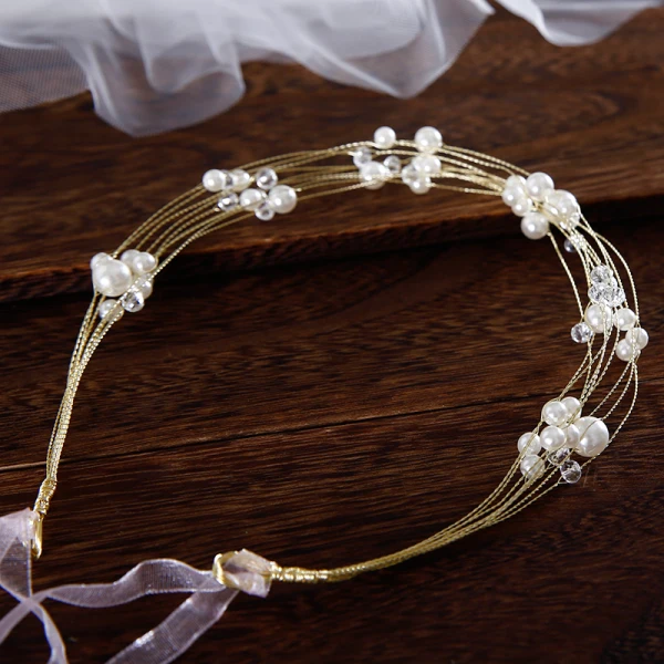 Élégant Doré Bandeaux Accessoire Cheveux Mariage 2020 Perlage Perle Lacer Accessoire Cheveux Mariage Accessorize