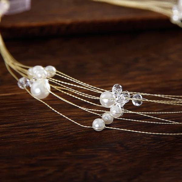 Élégant Doré Bandeaux Accessoire Cheveux Mariage 2020 Perlage Perle Lacer Accessoire Cheveux Mariage Accessorize