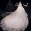 Illusion Ivoire Transparentes Robe De Mariée 2020 Princesse Encolure Dégagée 3/4 Manches Dos Nu Glitter Tulle Appliques En Dentelle Perlage Cathedral Train Volants