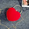 Mode Rot Velour Herzförmig Clutch Tasche 2020 Metall Brautaccessoires