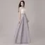 Affordable Silver Pierced Evening Dresses  2018 A-Line / Princess Scoop Neck Sleeveless Pearl Rhinestone Sash Floor-Length / Long Formal Dresses