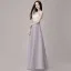 Affordable Silver Pierced Evening Dresses  2018 A-Line / Princess Scoop Neck Sleeveless Pearl Rhinestone Sash Floor-Length / Long Formal Dresses