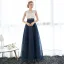 Affordable Silver Pierced Evening Dresses  2018 A-Line / Princess Scoop Neck Sleeveless Pearl Rhinestone Sash Floor-Length / Long Formal Dresses