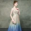 Elegant Champagne Gradient-Color Royal Blue Evening Dresses  2019 A-Line / Princess V-Neck Sleeveless Rhinestone Sash Glitter Polyester Floor-Length / Long Ruffle Backless Formal Dresses