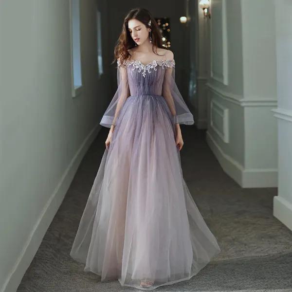 elegant mauve dresses Elegant A-line V-Neck Mauve Bridesmaid Dress – FancyVestido main image 1