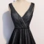 Fashion Black Evening Dresses  2020 A-Line / Princess V-Neck Sleeveless Glitter Tulle Beading Sash Floor-Length / Long Ruffle Backless Formal Dresses